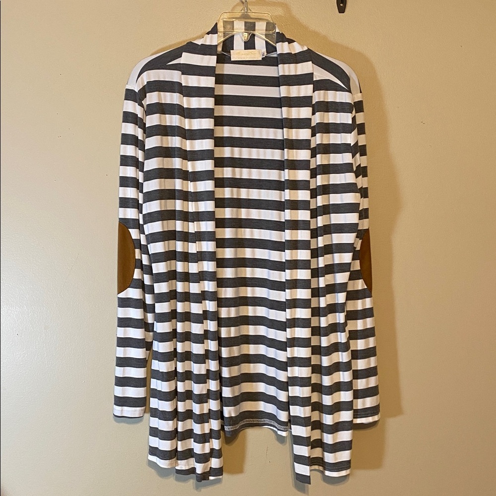 Elegant Striped Open-Front Cardigan